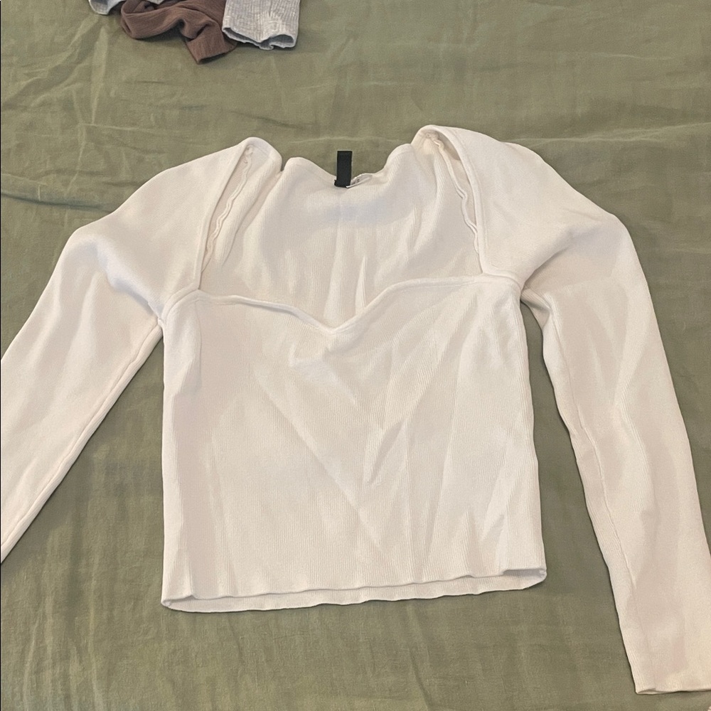H&M Cream Long Sleeve Blouse